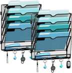 MHUD 5-Tier Wall File Organizer and Mail Organizer with 5 Hooks, 2 Pack by JMHUD