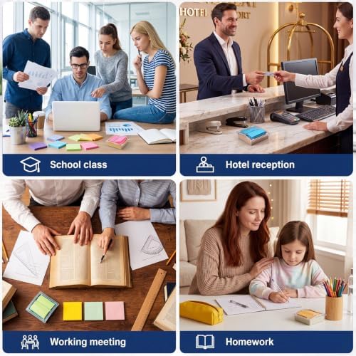 Eaasty 4 Pcs Pop Up Sticky Note Dispenser 3 x 3 Inch Pastel Cute Sticky Note Holder with 8 Pads Pop Up Stick Notes Transparent Top Colorful Base Notes Holder for Women Office Home Desk - Image 7