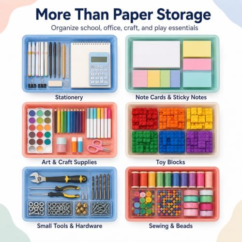 gisgfim 12 Pack Flat Storage Paper Tray with Clear Latching Lids, Morandi - Image 4