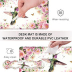 Mouse Pad,Large Desk Mat Set, 4in1 XL Mousepad + Keyboard Wrist Rest+Mouse Wrist Rest+Coaster with Ergonomic Desk Pad for Home Office Table Computer Cover -Flower Hummingbird - Image 3