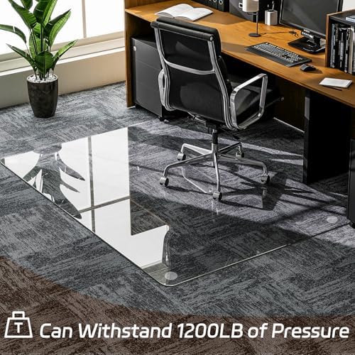 GLSLAND 36"x55" Tempered Glass Office Chair Mat, Hard Floor Mat for Carpet - Image 5