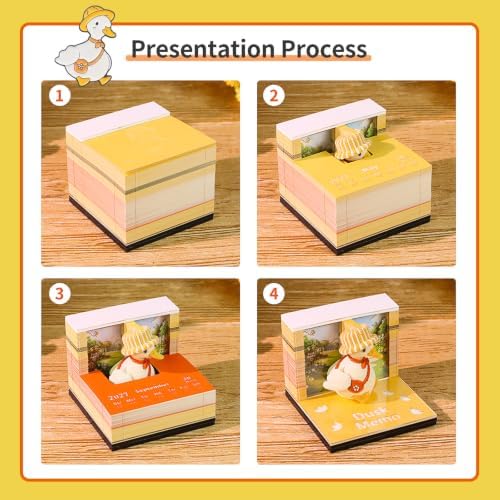 3D Calendar 2027,Time Piece Calendar 2027,Cute Duck 3D Art Notepad Calendars,3D Memo Pad,Tear Away Calendars,Christmas Gift,New Year Gift (Duck in a Straw Hat) - Image 6