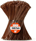 XINGO 16 Inch Brown Zip Ties 1500 PCS, 85 LBS Tensile Strength, UV Resistant Cable Ties, Premium Self-locking Plastic Ties for Indoor and Outdoor Use by XINGO