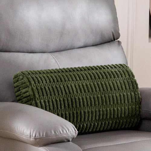 Lumbar Support Pillow for Recliner Chair/Office Chair/Couch, Memory Foam Back Support Cushion with Adjustable Strap, Recliner Cushions for Lower Back Pain Relief, Sleeping, Washable Cover, Dark Green by HIGOGOGO