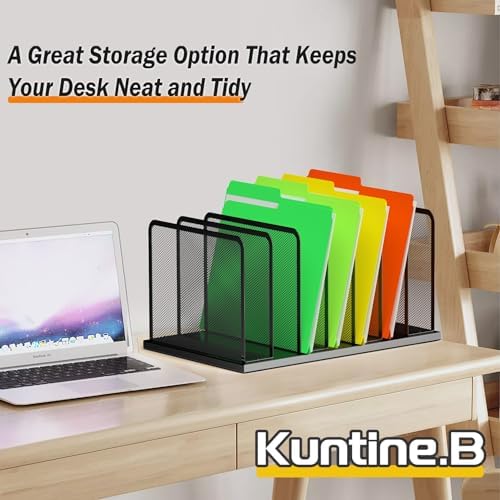 Kuntine.B 7-Section Upright Desk File Organizer Black 1 Pack - Image 6