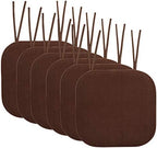 Sweet Home Collection Chair Cushion Memory Foam Pads with Ties Honeycomb Pattern Slip Non Skid Rubber Back Rounded Square 16" x 16" Seat Cover, 6 Pack, Chocolate Brown 6 Pack by SweetHomeCollection