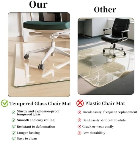 Glass Chair Mat 36" x 46" Tempered Glass Office Chair Mat - Image 3