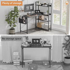 Treesland 55 Inch Small L Shaped Desk, Corner Desk with Bookshelf, Home Office Desk, Writing Study Desk for Bedroom, Black - Image 6