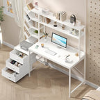 YOMILUVE 52" Computer Desk with Bookshelf, 3 Drawers ＆ Hutch for Bedroom - Image 4