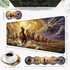 Desk Mat, Mouse Pad with Wrist Rest, 4-in-1 Large Mouse Pads for Desk, Ergonomic Mouse Pad and Keyboard Wrist Rest Gaming Keyboard Mat for Office,Running Horse - Image 5