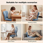 Seat Cushion with Backrest for Office Chair, Adjustable Back Support Cushion with Memory Foam, Folding Chair Cushion for Home Office, Floor Sitting, Gaming & Reading (Blue) - Image 6