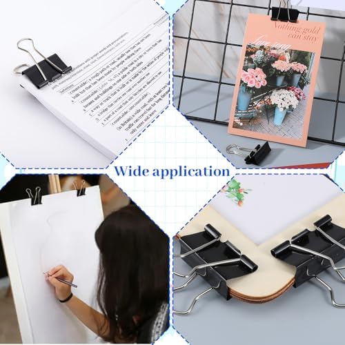 360 Pcs Medium Binder Clips Bulk 1.25 Inch Heavy Duty Paper Clamps, Black Metal Binding Med Clips for Office Supplies and Professional Organization - Image 7