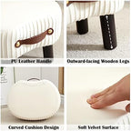 Foot Stools Small, White Ottomon with Handle, Velvet Footrest - Image 6