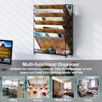 PAG-Mass Wall File Organizer for Office, 6-Tier Rustic Hanging File Holder Wall Storage Rack for Documents/Magazine/Literature/File Folders/Mails/Envelopes, Brown - Image 5