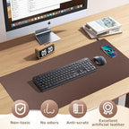 Wireless Charging Mouse Pad 2 in 1 Leather Multifunctional Office Desk Pad with Non-Slip Rubber Base, Waterproof Desk Pad for Computers/Office/Work/Home/Decor 36" x 17" Brown - Image 5