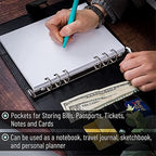 PU Leather Personal Notebook Planner with 80 Pages Loose-Leaf Papers 6 Holes Ring Binder Pen Holder Magnetic Buckle (Black Faux Crocodile Texture, A5 Mini) - Image 5