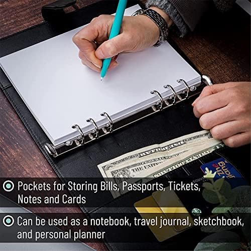 PU Leather Personal Notebook Planner with 80 Pages Loose-Leaf Papers 6 Holes Ring Binder Pen Holder Magnetic Buckle (Rainbow, A5 Mini) - Image 5