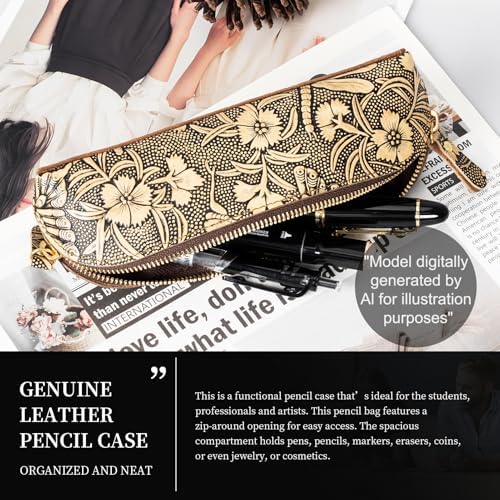 Gexmil Genuine Leather Pen Case, Hand-made Stationery Bag for Work Office - Image 6
