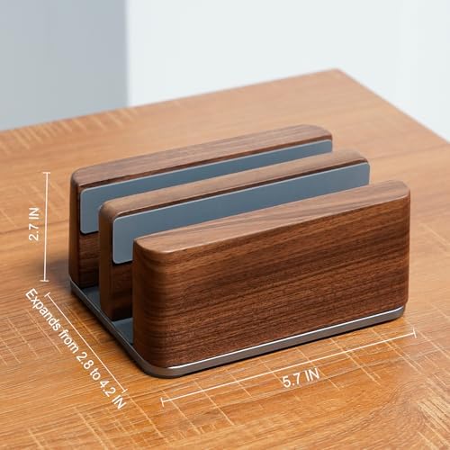 GEVO Vertical Laptop Stand for Desk - Laptop Holder for MacBook and Other Laptops - Wooden Office Desk Accessories - Image 3