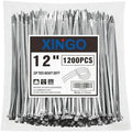 XINGO 12 Inch Silver Zip Ties 1200PCS, 75 LBS Ultra Strong Tensile Strength, UV Resistant Cable Ties, Self-locking Plastic Ties for Indoor and Outdoor Use by XINGO
