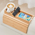 GEHE Couch Cup Holder, Anti Falling Sofa Arm Tray, Natural Bamboo Sofa Cup Holder More Safe for You Family, Portable Couch Arm Tray Armrest Table for Remote, Snacks, Phone, Drinks by GEHE