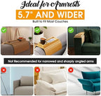 Bamboo Couch Cup Holder Tray with 2 Cork Coasters, Couch Arm Tray, 2 in 1 Anti-Slip Foldable Sofa Arm Tray, Couch Armrest Table, Anti-Spill Couch Arm Table for Drinks TV Remote Cellphone Snacks - Image 2