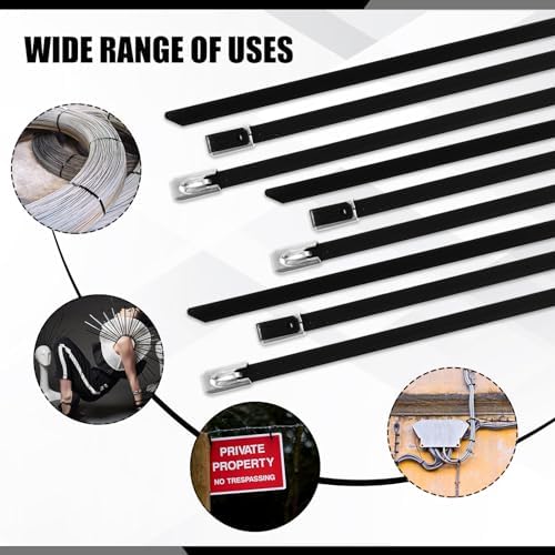 Pelopy Black 304 Stainless Steel Zip Ties(500 Pcs,6", 10", 14") - Image 5