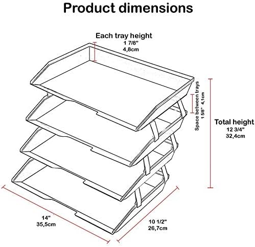 Acrimet Facility 4 Tier Letter Tray, Side Load, Letter Size/A4, Desktop File Organizer, Plastic (Clear Gray) - Image 7
