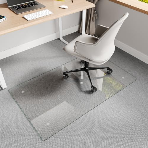 Koonmi Glass Chair Mat for Carpet, 30"x50" Thick Office Chair Mat by KOONMI