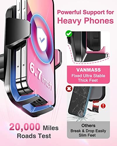 VANMASS【85+LBS Strongest Suction & Military-Grade Ultimate Car Phone Mount【Patent & Safety Certs】 Cell Phone Holder for Dash Windshield Vent for iPhone 17 Pro Max Automobile Interior Sets, Light Pink - Image 5