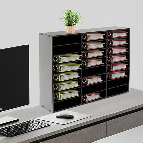 Mail Sorter Organizer, Literature Organizer, Student Mailbox Slot with Removable Shelves, for Desktop Bill Paper, for Classroom Office Home School (24 Compartments, Black) - Image 4