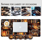 Large Keyboard Mouse Pad Set, Extended Mouse Pad+Keyboard Wrist Rest Support, Memory Foam Ergonomic Easy Typing, 4Pcs (31.5×11.8 in) Desk Pad Set for Office Home,Vintage Bookshelf - Image 7