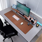 MAIDERN 47.2" x 15.7" Cork & Leather Desk Pad, Large XXL Mat, Full Mouse Pad, Dual Sided Protector for Gaming Home Office (Brown) - Image 5