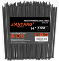 14 Inch Zip Ties (Bulk 1000 Pack Black),60LBS Tensile Strength Heavy Duty Cable Wire Ties With Self-Locking Adjustable Durable Nylon Tie Wraps for Indoor Outdoor by JIANYANG