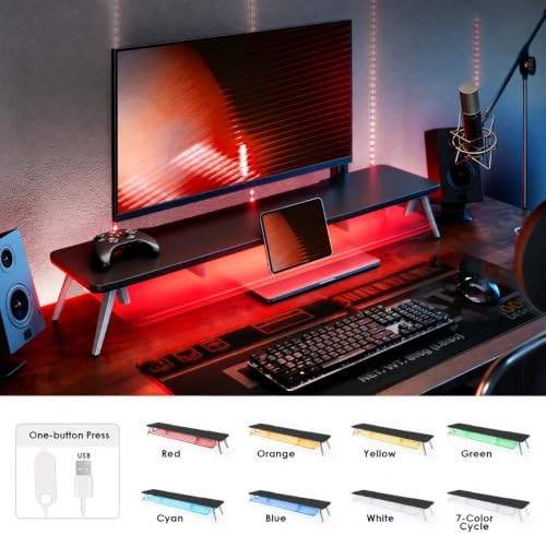 Fenge Dual Monitor Stand Riser with Phone & Tablet Slot, Black - Image 4