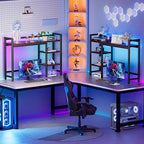 Desk Hutch with Colorful RGB Lights, 4 Tier Desk Top Shelf for Max 28" Computer Monitor, Desk Organizer Shelf for Tidy Storage Display, Desktop Bookshelf for Home, Office, Dorm, Gaming Table, Kitchen - Image 2