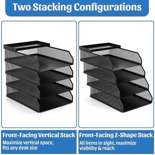 4 Tier Paper Tray Organizer for Desk, Stackable Office Organization - Image 5