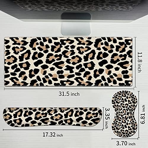 Pretty Mouse Pad and Wrist Rest Set, Extended Desk Mat (31.5" x 11.8") with Memory Foam Ergonomic Keyboard Pad, Large Gaming Mouse Pad Non-Slip Easy Typing for Home Office Decor, Leopard Cheetah Print - Image 7