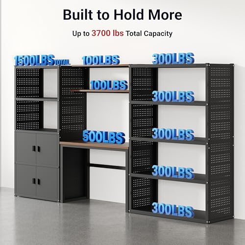 FLEXIMOUNTS 129" L Modular Garage Storage Cabinet with Workbench, Black - Image 6