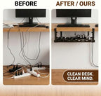 No-Drill Expandable Desk Cable Tray with 9 Magnetic Clips - Image 5