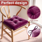 Geetery 4 Pack Velvet Chair Cushions for Dining Chairs, 16" x 16" Soft Velvet Chair Pads with Ties Comfy Solid Seat Cushion Party Home Office Living Room Outdoor Indoor (Purple) - Image 5