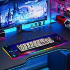 GIM Wireless Charging RGB Gaming Mouse Pad 15W, LED Mouse Mat 800x300x4MM, 10 Light Modes Extra Large Mousepad Non-Slip Rubber Base Computer Keyboard Mat for Gaming, MacBook, PC, Laptop, Desk（Sunset） - Image 2