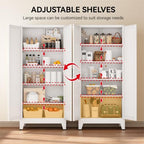 COFaR 71" White Pantry Cabinet with Vertical-Groove Doors and Shelves - Image 5