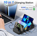 510W Fast Charging Station for Multiple Devices, 10 Port USB C Charger Station with Flame-Retardant Material & 8 Cables for iPhone, Android, iPad, Tablets, Family Office Desk Charging Dock Organizer - Image 2