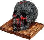 Skull Book Ends Gothic, Lifesize Human, Heavy-Duty Bookends, Skeleton Decorations, Bookends for Shelves, Heavy Books, Black Skull Design Bookend 7x5.1x6.3, Spooky Decor, Holiday - Bloody Black & Red - Image 7