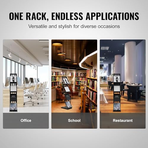 VEVOR Foldable Magazine Display Rack, 4-Tier Brochure Literature Display Stand, Portable Catalog Brochure Holder Stand with Carrying Bag for Office Trade Show Exhibitions, 4 Pockets - Image 7