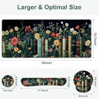 Wildflowers Mouse Pad, Large Desk Mat Extended Nature Botanical Aesthetic Deskpad, 4 PCS Non-Slip Rubber Base Computer Mouse Pads for Work, Game, Office, Home Decor Gifts I Floral Plants Books - Image 3