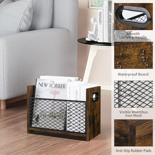 YINMIT Magazine Holder, Medium Magazine Rack Floor, Book Storage Basket - Image 3