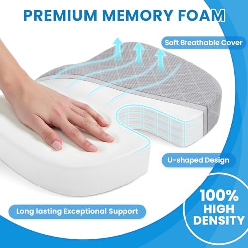 TushGuard Memory Foam Office Chair Seat Cushion - Light Grey, Large - Image 3