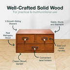 Modular Stackable Desktop Apothecary Cabinet with 3 Drawers - Solid Wood Medicine Cabinet for Tabletop - Card Catalog Drawers with Label Holders - Desktop Chest Drawer for Storage and Organization - Image 3